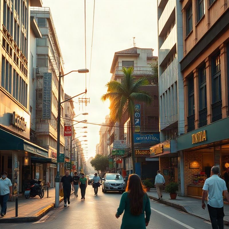Nimmanhaemin Road Chiang Mai at golden hour with pedestrians and storefronts